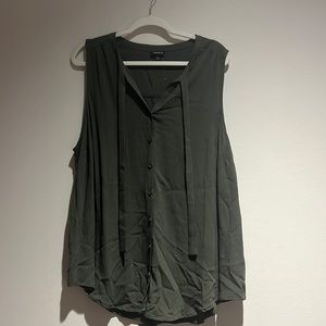 Torrid Green Crepe Tie Blouse